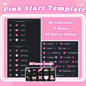 pink discord server template aesthetic pink community discord server starter discord servers permissions set cute free emotes included