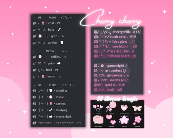 Cherry Blossom Discord Server Template Sakura Discord Kawaii Templates Gaming Server Bonus Emoji Pack Pink Discord Aesthetic Server Template