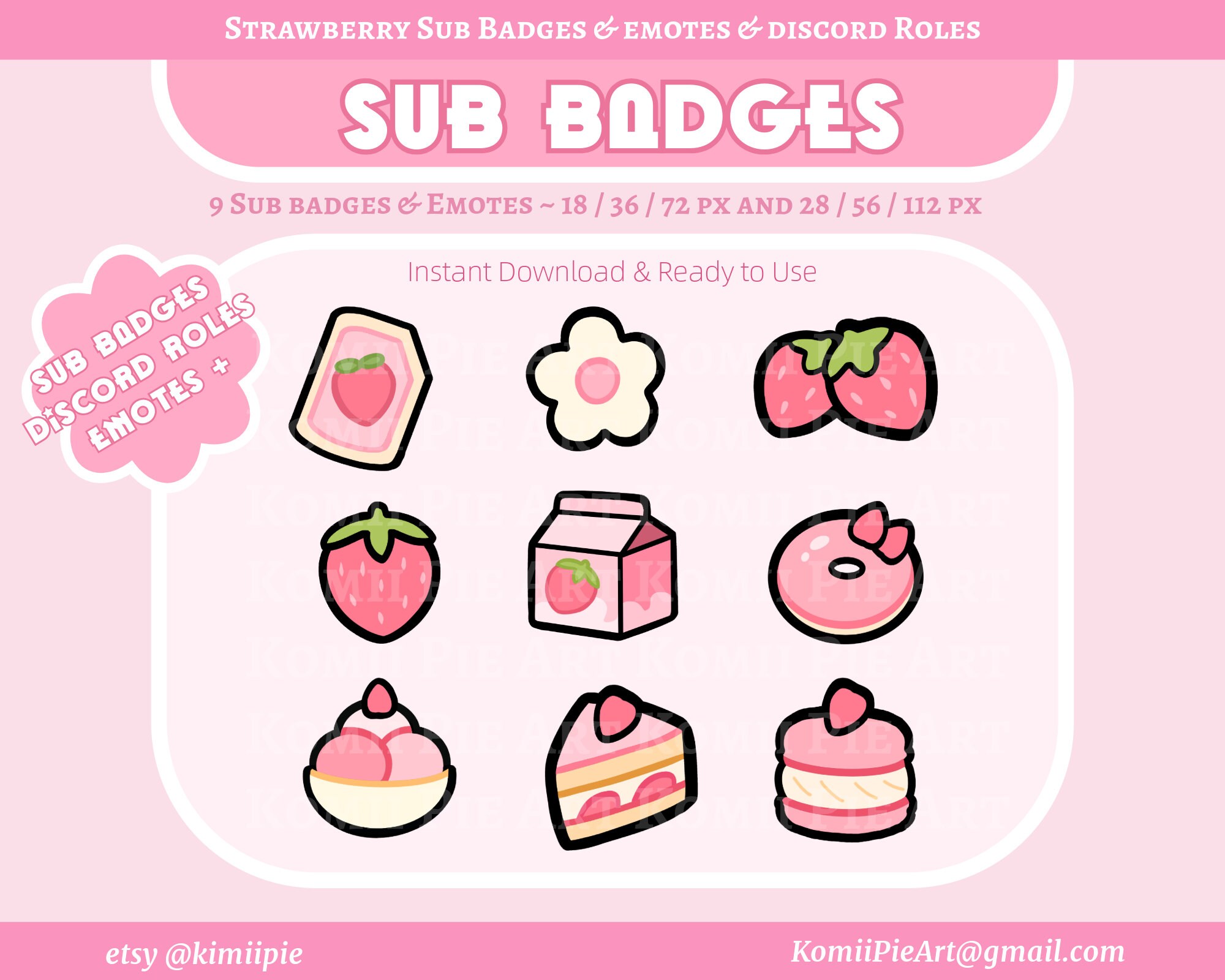 Cherry Blossom Emotes Twitch Subbadges Sakura Twitch Badges Strawberry Stream Emotes Floral Emotes Pink Pastel Bakery Sub Badges Cottagecore