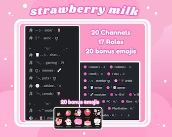 Modello carino per server Discord Modello Kawaii per principianti Discord Modello semplice per Discord rosa Preconfigurato Adatto ai principianti Modelli estetici Sakura