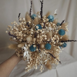 Rustic Dried Flower Bridal Bouquet, Boho Dry Wedding Bouquet, Wildflower Natural Bouquet for Bride
