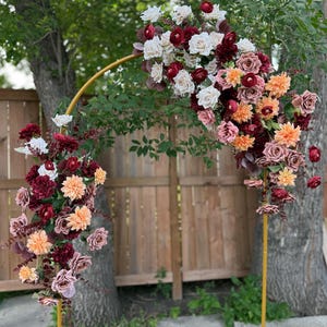 Fall wedding faux arch, burgundy flower arch, autumn flower arrangement, burgundy floral arch,autumn faux garland, fall wedding flower arch