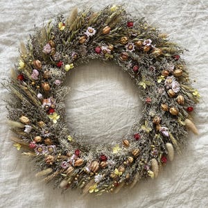 Rustic Dried Flowers Spring Wreaths, Front Door Holiday Decor, Farmhouse Easter Outdoor Wreath, Natural Porch Wreath, New House Gift