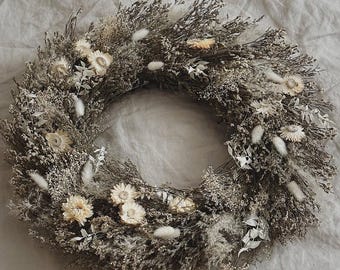 Fall dried flower wreath, autumn colors flowers, dried flower door decor, faux flowers dried, wreath dry flowers for door, boho style wreath