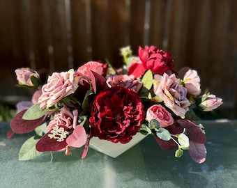 Blush Flowers Wedding Table Centerpieces, Faux Floral Table Arrangements, Real Touch Bridal Head Table Flowers - Dusty Rose, Peony