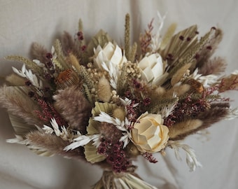 Ramo de flores secas estilo bohemio, ramo de novia, ramo de novia seco, boda de flores secas, ramo de flores secas estilo bohemio, arreglo floral de flores silvestres.