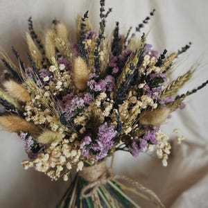 Purple dried bouquet, wildflower bouquet, flower arrangement, dried lavender bunch, bridesmaid wildflower bouquet, boho purple bouquet