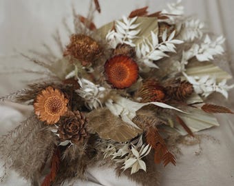 Rustieke droge bloemen bruidsboeket, boho bruidsboeketten, eeuwige land wilde bloemen boeket, schaking gedroogde bloemen boeketten voor bruid