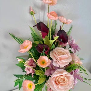 Floral headstone toppers, cemetery vase flower, memorial decoration, flowers for cemetery, memorial flowers, cemetery arrangement for grave