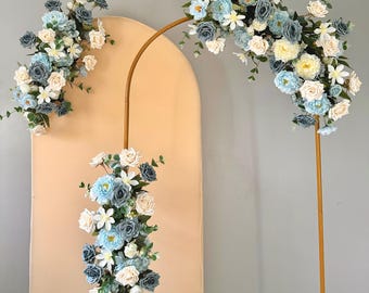 Dusty Blue Wedding Arch Flower Decor, Floral Ceremony Arrangements, Flowers Decorations, Arch Swag Garland