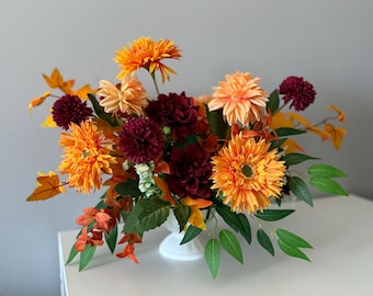 CherishedMoments Brautstrauß Aus Seide – Gebranntes Orange, Tropfenform, Mit Chiffonband, Für Hochzeit & Fotoshooting