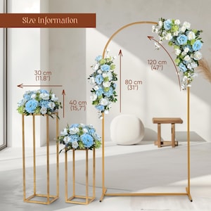 Blue & White Wedding Arch Floral Arrangements, Flower Backdrop Decorations, Greenery, Swag Garland, Flowers Decor Ideas