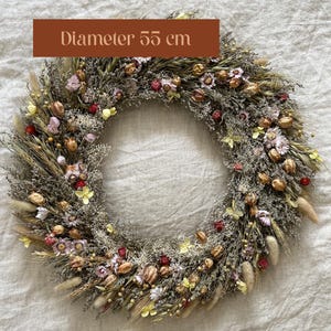 Rustic Dried Flower Wreath for Front Door, Farmhouse Porch Decor, All Season Wreath, Natural Floral Wall Hanging for Year-Round Use