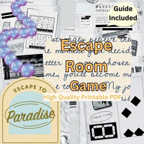 Escape Room Game 5 missions Mystery Manor Printable Adventure for Adults, Teens and Family | DIY Puzzle Party Game Advanced Escape Room Kit