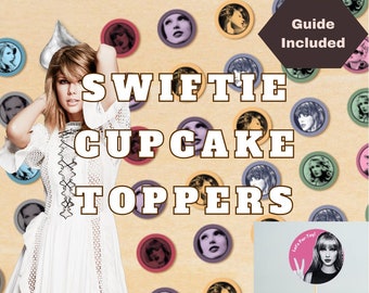 Paquete Cupcake Toppers para fiestas de Eras Tour, celebraciones Swiftie y fiestas imprimibles de Taylor Descarga instantánea con el tema TS Eras 1989