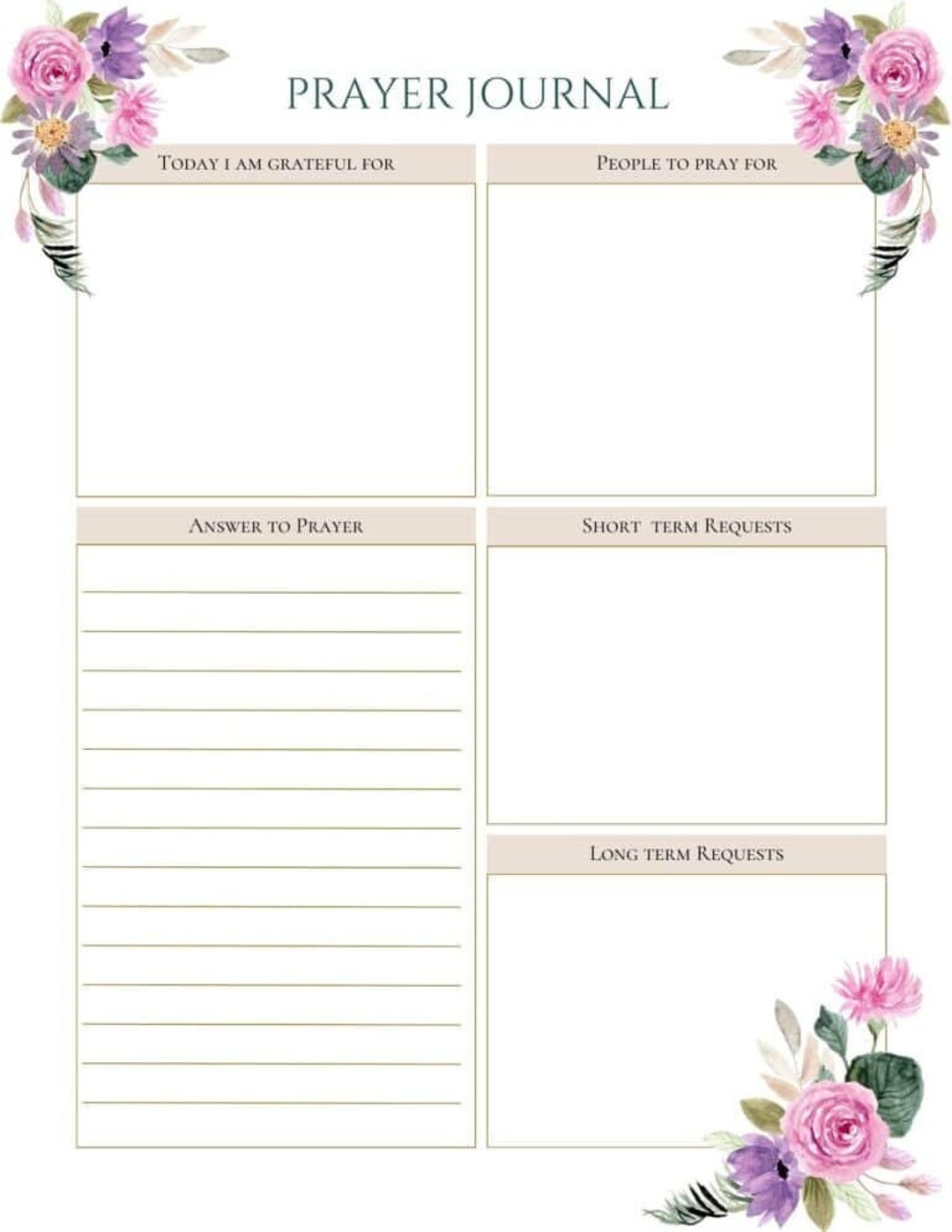 Printable Prayer Template Prayer Journal and Tracker Daily Weekly Printable Prayer Template Prayer Journal and Tracker Daily Weekly