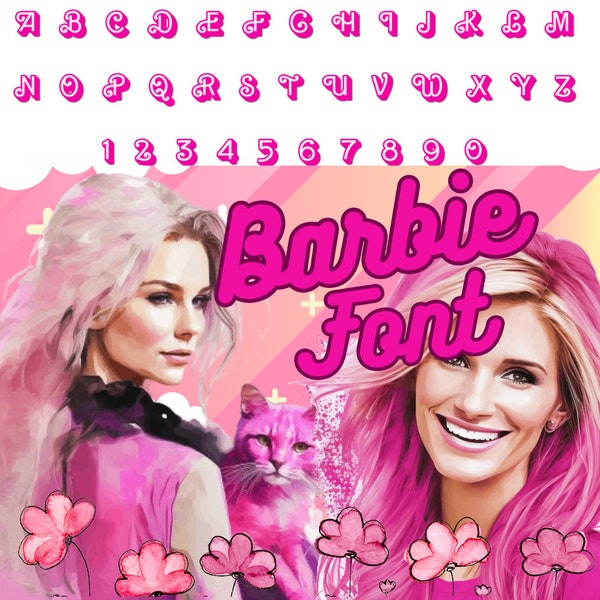 Stunning Pink Barbie Font SVG Bundle Premium Font Images Set 5 Retro Dolly Font Instant Download Barbie Pink Barbie Schrift dolly script