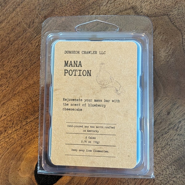 Mana Potion Wax Melt - Blueberry Cheesecake Scent, Hand Made Soy Wax Melt