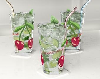 Personalised cherry Pint Glass, cocktail glass, juice glass