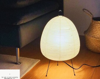 Japanese Akari Modern Rice Paper Desk Lamp - Wabi-Sabi Decor, Wabi-Sabi Lamp, Desk Lamp, Night Light Lamp, Night Light Gift, Unique Lamp