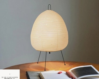 Japanese Akari Rice Paper Desk Lamp - Wabi-Sabi Decor, Wabi-Sabi Lamp, Desk Lamp, Night Light Lamp, Night Light Gift, Unique Lamp