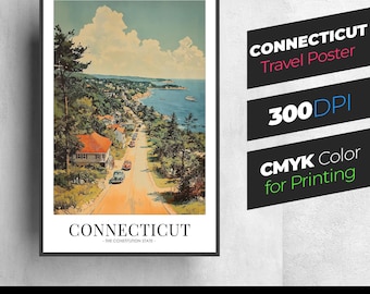 Vintage Connecticut Travel Poster: Retro Wall Art (Digital Download)
