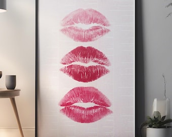 Pink Lips Kiss Print: Glam Fashion Wall Art (Digital Download)