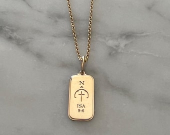 Customizable 14K Gold Bible Verse Micro Tag Pendant