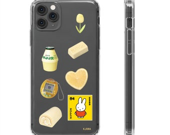 Yellow Miffy Stamp Collage Sticker Style Clear iPhone Case