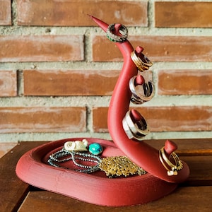 Polipo-sieradenkom en standaard – op de oceaan geïnspireerde 3D-geprinte tentakelschaal voor accessoires – nautisch toilettafeltje en waterdecoratie