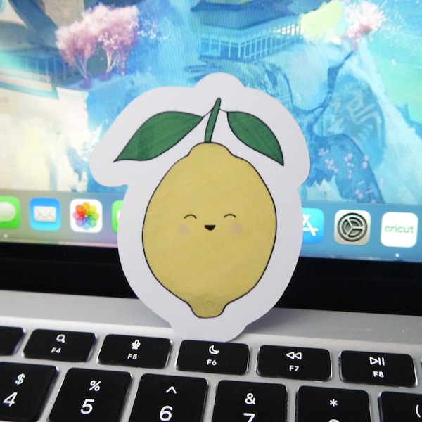 Kawaii Lemon Sticker, Cute Lemon Sticker, Lemon Decal, Laptop Decal, Water Bottle Sticker, Journal Sticker, Phone Decal