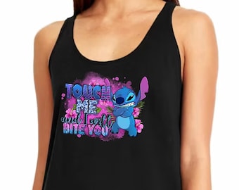 Stitch Touch Me And I Will Bite You Tank Top, Disney Stitch Tank Top, Lilo And Stitch, Disney Movie Tank Top, Ohana Means Family Tank Top