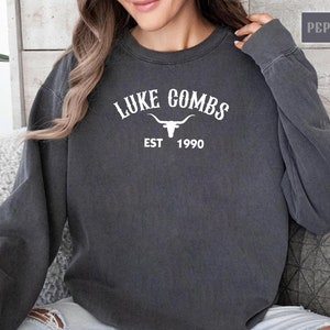Luke Combs EST 1990 Sweatshirt, Country Music Sweater, Country Music Fan Crewneck, Luke Combs 1990, Luke Combs Bullhead Tour 2024 Merch