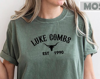 Luke Combs EST 1990 T-shirt, Country Music Tee, Country Music Fan Tee, Vintage Luke Combs 1990 Shirt, Luke Combs Bullhead Tour 2024 Merch