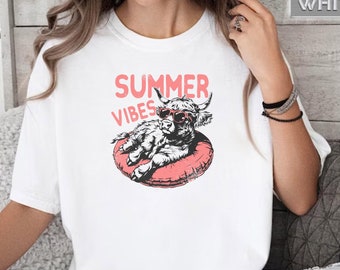Summer Vibes Shirt, Highland Cow Summer Shirt, Beach Summer Tropical T-shirt, Highland Cow Shirt, Beachy Shirt, Western Summer Shirt