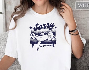 Sorry Got Plans Retro Graphic T-Shirt, Vintage Unisex Adult T Shirt, Vintage Kitten T Shirt, Nostalgia Cat T Shirt, Funny Shirt, Retro Gifts