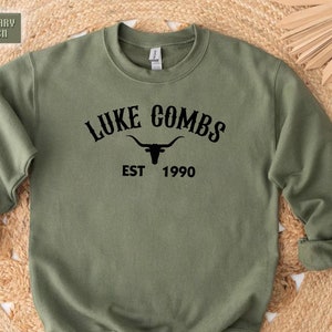 Luke Combs EST 1990 Sweatshirt, Country Music Sweater, Country Music Fan Crewneck, Luke Combs 1990, Luke Combs Bullhead Tour 2024 Merch