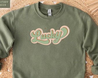 Lucky Green Sweatshirt, St Patty's Glitter Shirt, Women's Lucky Crewneck Sweater, Women's St Patrick's Day Shirt, Lucky Tee, Gift For Tee