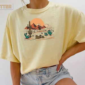 Cactus and Mountains Shirt, Cactus in Desert Shirt, Western Shirt, Cowboy Wild Desert Tee, Desert Camping Shirt, Western Cowgirl Shirt