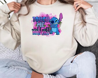 Stitch Touch Me And I Will Bite You Sweatshirt, Disney Stitch Sweater, Lilo And Stitch, Disney Movie Crewneck, Ohana Means Family Sweatshirt