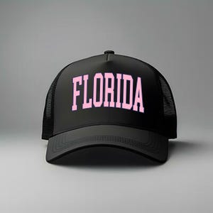 Florida Foam Mesh-Back Trucker Cap, Cute Florida Cap, Florida Beach Hat, Florida Vacation Hat, Aesthetic Florida Graphic Hat