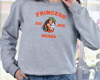 Princess Moana Birthday Sweatshirt, Disney Moana Princess Est 2016 Sweater, Disney Princess Crewneck, Princess Squad Girl Matching