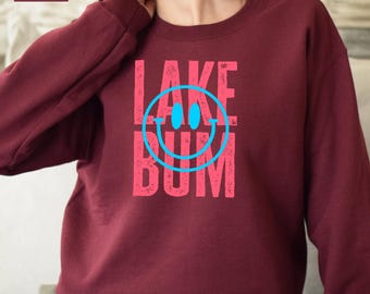 Lake Bum Sweatshirt, Summer Beach Sweater, Lake Lover Gift, Lake Sweatshirt, Lake Life Crewneck, Summer Vacation Gift, Boating Sweatshirt