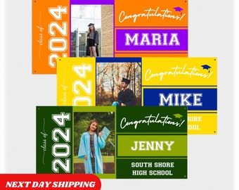 Graduation Banner, Graduation Announcement, Personalized Graduation Gift, Graduation Party Decorations, Custom School Colors, Class of 2024