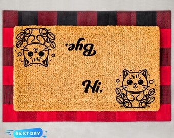 Hi Bye Cat Doormat, Front Door Decor, Housewarming Gift, Cat Doormat, Cat Mat, Patio Decor, Front Door Mat,  Doormat Outdoor, New Home Gift