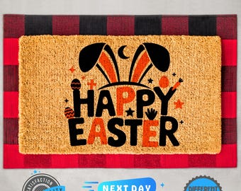Happy Easter Doormat, Easter Gift, Easter Doormat, Coir Doormat, Outdoor Mat, Front Door Decor, Easter Decor, Porch Decor, Colorful Doormat