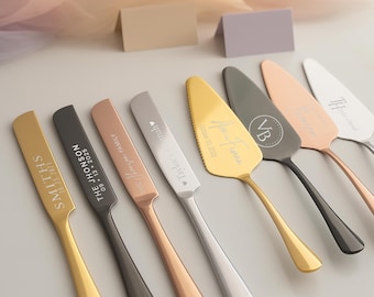 Customized Cake Cutting Set, Engraved Cake Cutting Set, Rustic Cake Knife Set, Gold Cake Server Set, Wedding Decor, Newlywed Gifts