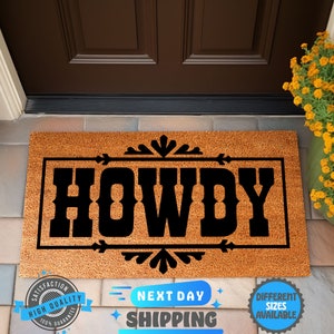 Howdy Welcome Door Mat, Western Gift, Cowboy Decor, Texas Doormat, Western Door Mat, Housewarming Gift, Howdy Doormat, Housewarming Gift