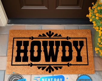Howdy Welcome Door Mat, Western Gift, Cowboy Decor, Texas Doormat, Western Door Mat, Housewarming Gift, Howdy Doormat, Housewarming Gift