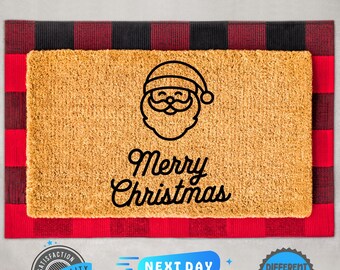 Santa Merry Christmas Doormat, Christmas Decor, Holiday Gift, Holiday Decor, New Home Gift, Closing Gift, Front Door Mat, Santa Decor